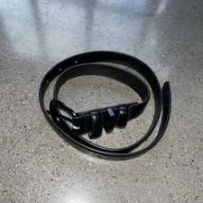 Woman's Slim Black Leather Belt 32'