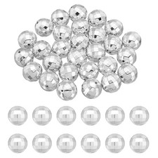 50pcs Mini Disco Beads, 16mm Disco Ball Reflective Mirror Ball, Silver