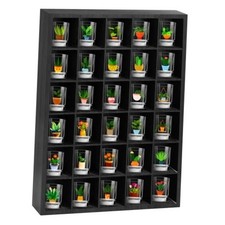 Pcs Shot Glass Display Case Wooden Shot Glass Shelf with Removable 2 Black