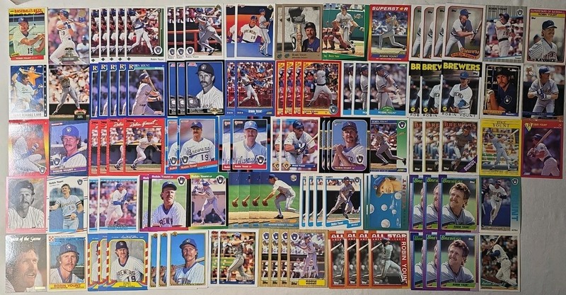 Robin Yount 97-Card Lot 1980s-1990s Topps Fleer Donruss Milwaukee Brewers