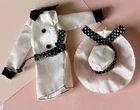 VTG Barbie Superstar Era Doll Clothes Satin White/black Polkadot Jacket & Hat