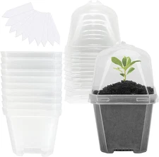 10-Pack of 4-Inch Clear Nursery Pots with Humidity Domes