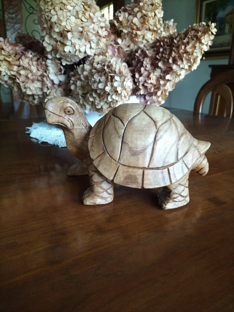 Bol Sculpté En Bois - Forme Tortue 40 Cm - Récipient Décoratif Neuf