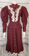 Vintage Gunne Sax Gunnies Prairie Maxi 2 PC Set, Floral, 7, S, XS, Pockets RARE!