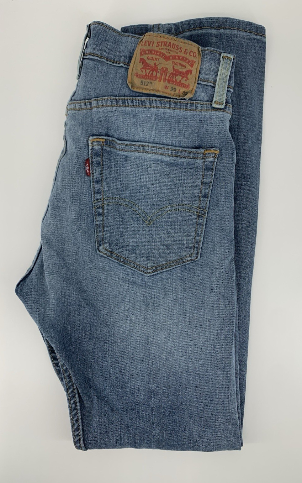 S 29x32 Blue Slim Fit Tapered Leg Light Wash Denim Pants
