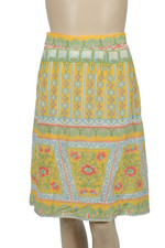 RARE Vintage VALENTINO Yellow Green Silk Skirt Size 10 - EUC