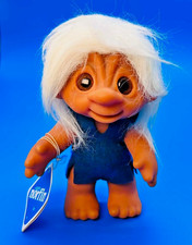 Vtg Thomas Dam 1977 Troll Doll Denmark Purple Dress Crazy White Hair