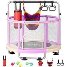 FitinOne 55 Toddler Mini Trampoline for Kids, Indoor Outdoor Toys with Swing,...