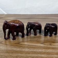Juego de estatuillas de elefante de madera talladas a mano sin marca 3 piezas marrón buena decoración boho