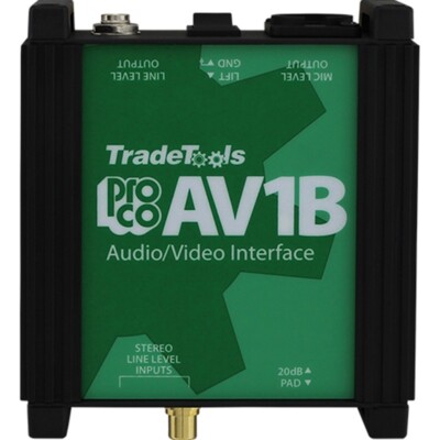 Pro Co AV1B Video and Audio Passive Interface Connected to Microphone/PA Systems