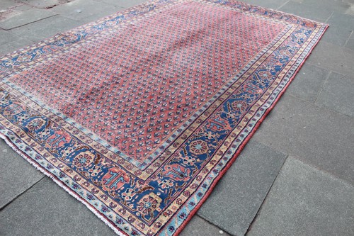Vintage Worn Hand Made Traditional Oriental Wool Pink Blue Carpet 315x197cm - Picture 12 of 16