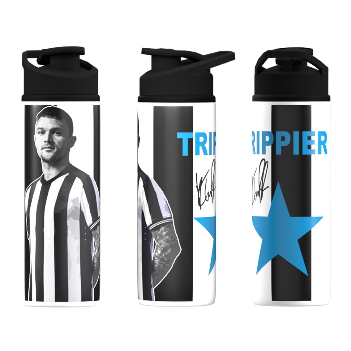 Newcastle Bottle Trippier 600ml Capacity Big Mouth -White w/Blk Lid