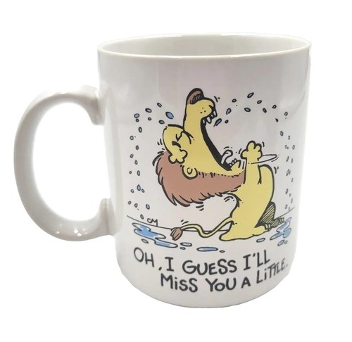 Vtg Hallmark Mug 1988 Shoebox Greetings Lion Crying I Guess I'll Miss You Retro - 第 1/7 張圖片