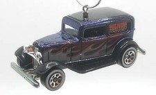 Christmas Ornament for 1932 Ford Delivery Truck Black White Red Flames