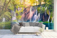 3D Waterfall Mountain Wallpaper Wall Mural Removable Self-adhesive Sticker467