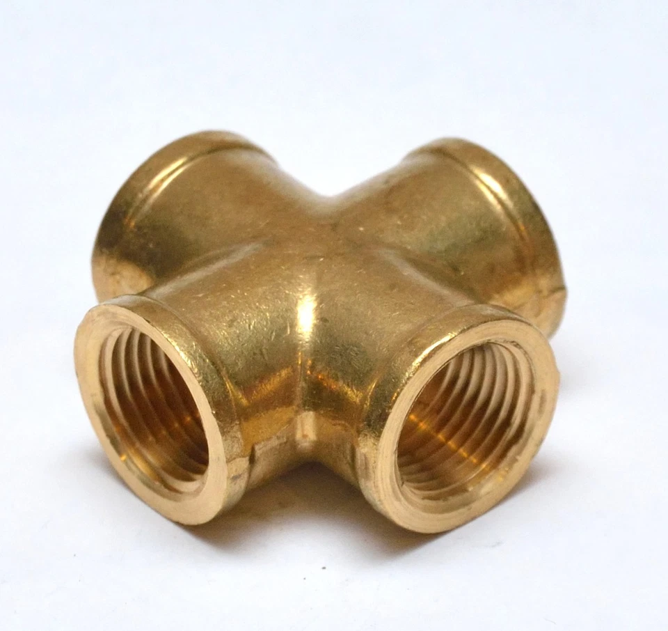 1/2 Female Npt 4 Way Cross Brass Pipe Fitting Vacuum Fuel Air Water Oil 102-D - Image 4 of 4