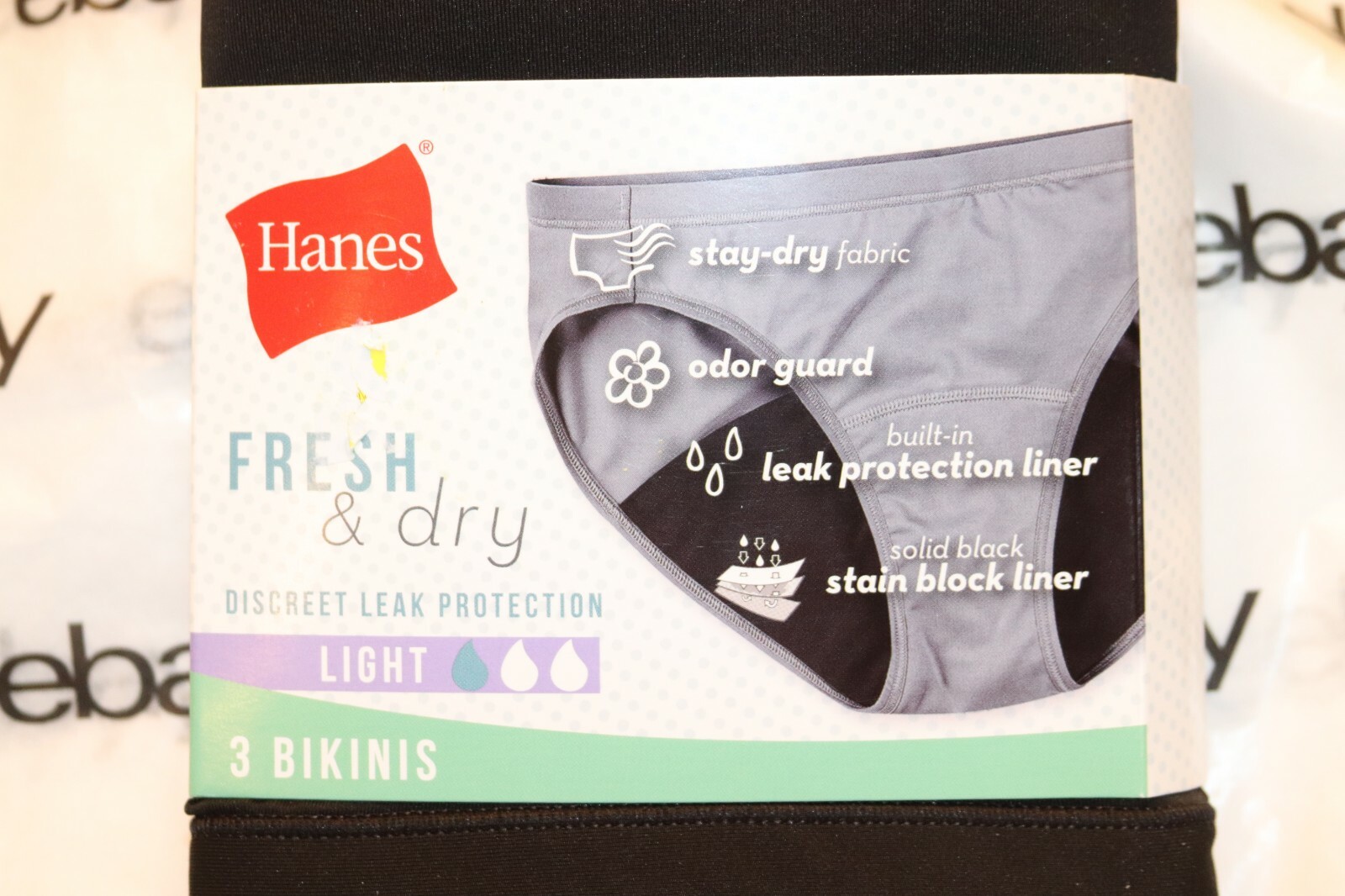 Hanes Women’s Bikini Light Leak Protection Underwear Panties 3Pack