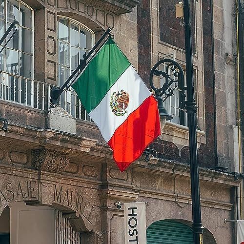 2x3 Ft Mexican Flag - Double-Sided Embroidered Nylon, Sewn Stripes, Outdoor Durable