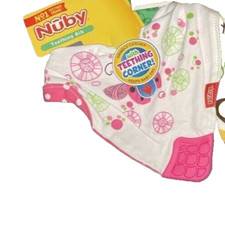 Nuby Teething Muslin Bib Dribble Catcher BPA Free 3 M infT