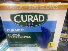 Curad Durable Nitrile Exam Gloves Chemical Resistant 600 Pack Small/Medium/Large
