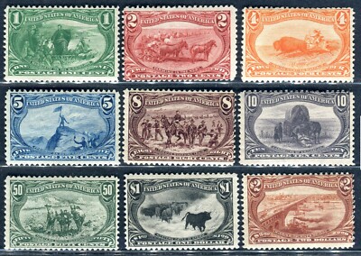 1898 US BRIEFMARKENSATZ KOMPLETT TRANS MISSISSIPPI SCOTT #285-293 USA 28