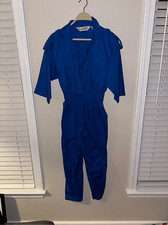 Vintage 80 s Diane von Furstenberg Sport DvF Blue Cotton Jumpsuit One-Piece 6 pe