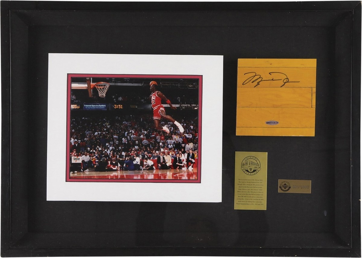 Michael Jordan Signed Chicago Bulls Game Used Floor UDA Upper Deck 