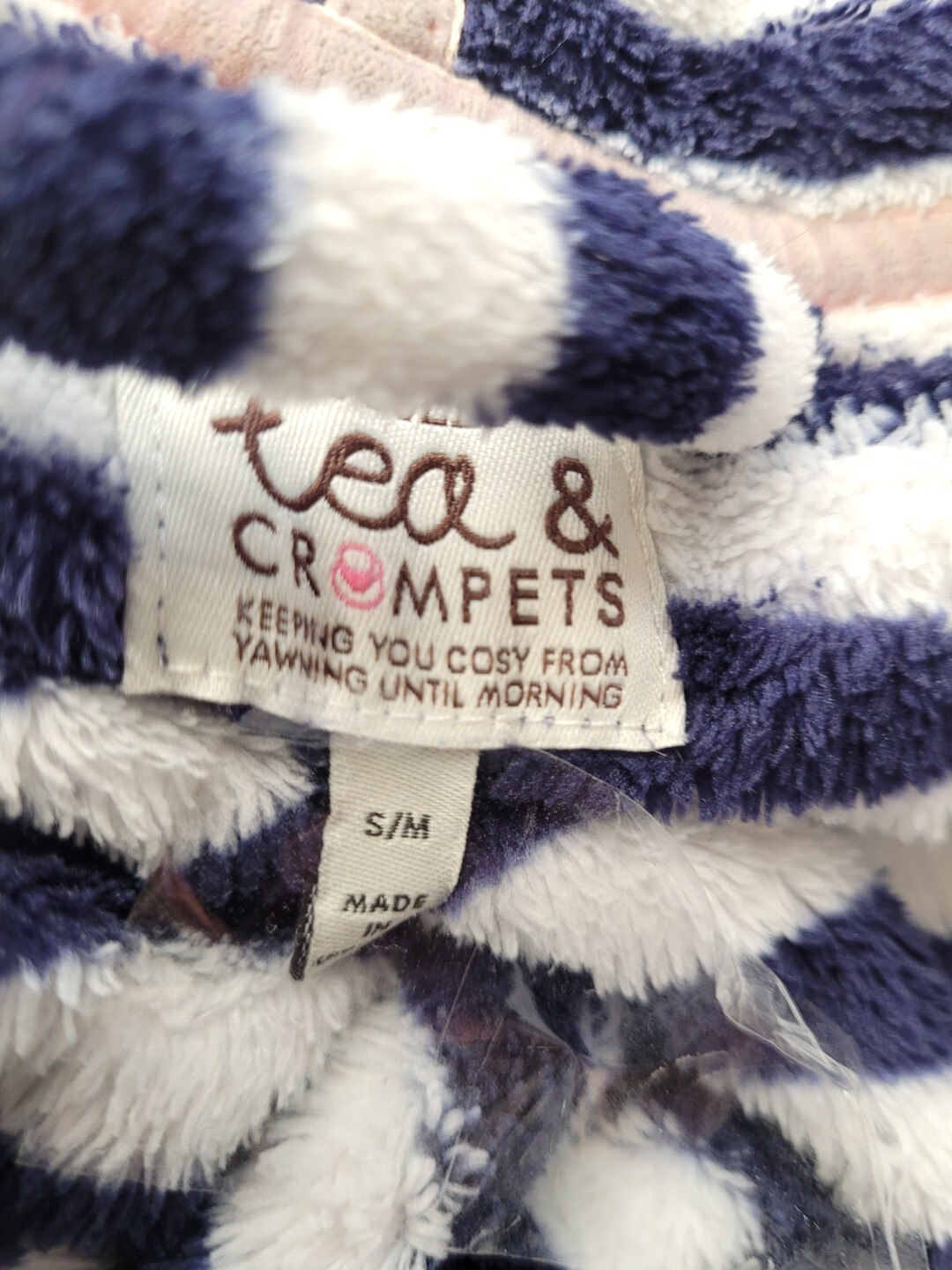 JOULES TEA & CRUMPETS NAVY & WHITE STRIPED DRESSING GOWN SIZE SMALL CG