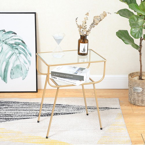 XCJump Bedside Table – Modern Tempered Glass Side Table with Sturdy Metal Frame - Picture 5 of 8