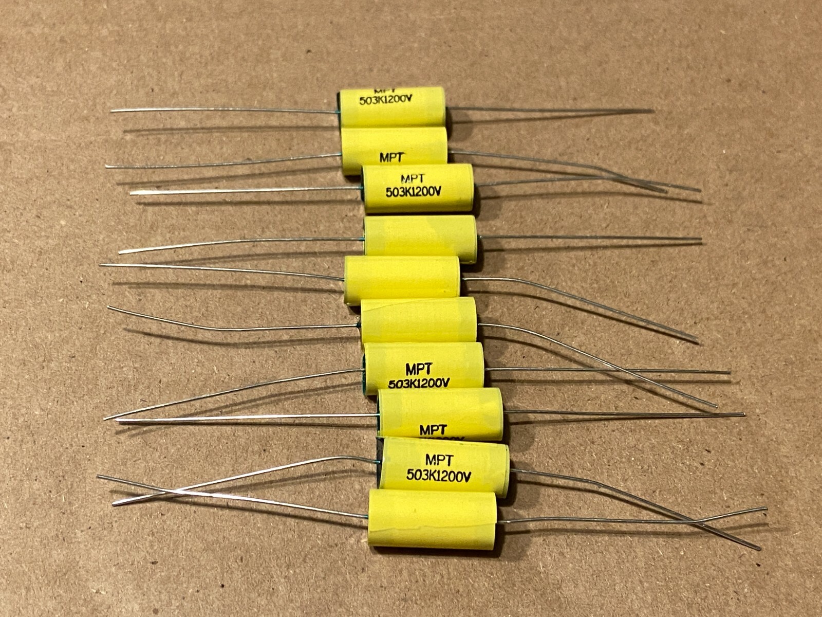 Qty 10 New .05 uf 1200v Yellow Film Capacitors Guitar Tube Amp Axial 1
