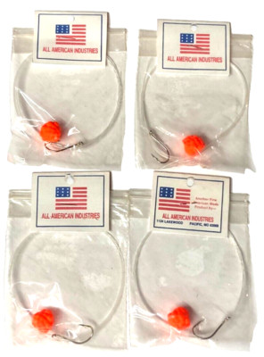 4 Packs Okie Drifter Rig Size 2 Fluorescent Orange Salmon Steelhead Trout