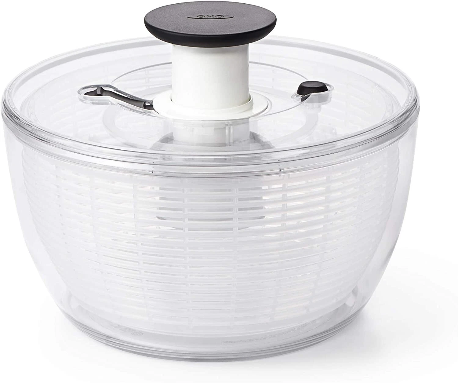 Large Salad Spinner Top Rack Dishwasher Safe Perfect for Servin- 6.22 Qt., White