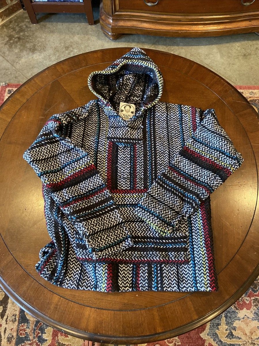 Earth Ragz Baja Mexican Blanket Pullover Sweater Mens L Poncho - Main Image