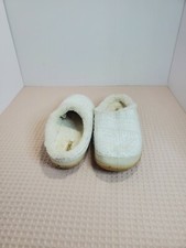 Toms Women's White Sparkly Tweed Slippers, Rubber Non Slip, Faux Fur, Size 6