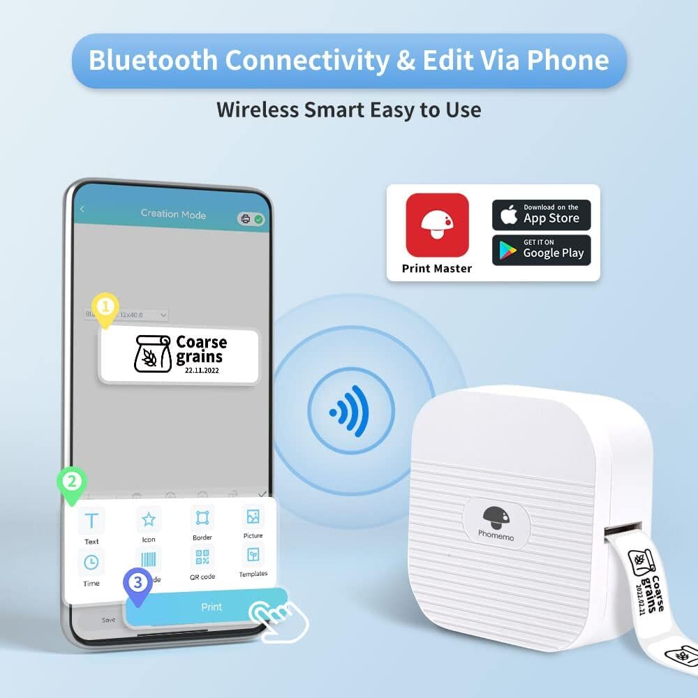 Phomemo Q31 Bluetooth Label Maker for iOS Android Handheld Sticker Printer