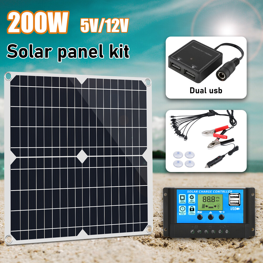 200W Solar Panel Kit 12V 100A Power Battery Charger Controller Caravan Outdoor