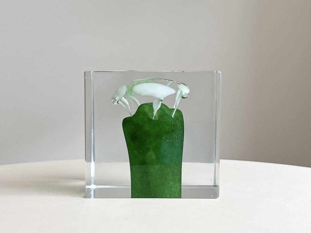 Nuutajärvi Art Glass Annual Cube, Signed by Oiva Toikka, 1992
