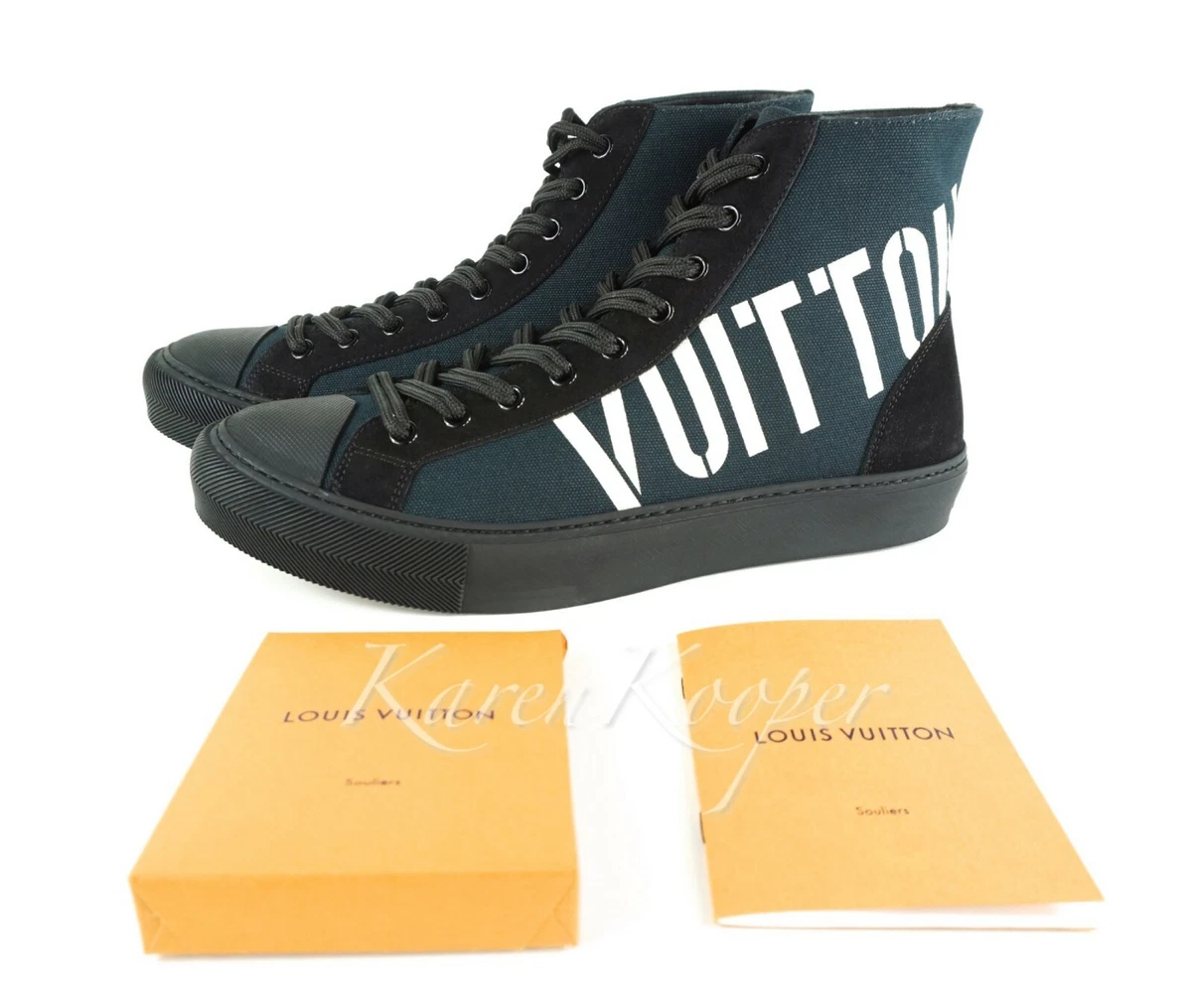 Buy Pre-owned & Brand new Luxury Louis Vuitton LV Tattoo Fragment Navy  Suede Trim Sneaker Online