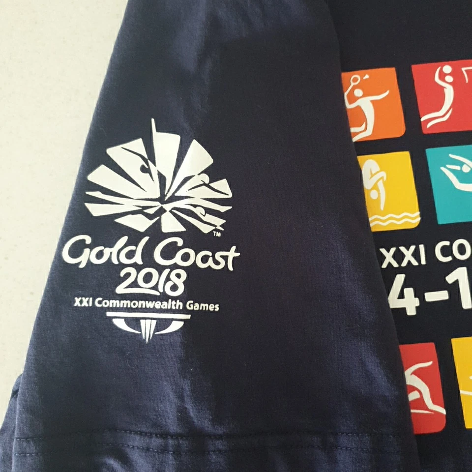 Gold Coast Aust. Camiseta deportiva de los Juegos de la Commonwealth 2018 para hombre azul algodón talla XL Foto 4 de 4