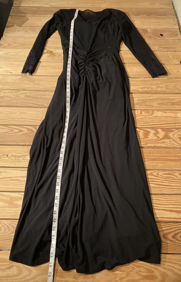 xscape Mujer Encaje Manga Maxi Vestido Talla 8 Negro E12  Foto 4 de 4