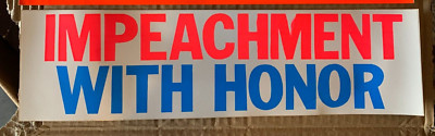 IMPEACHMENT WITH HONOR VINTAGE 1970's VINYL DECAL BUMPER STICKER -White, 4''x 15''