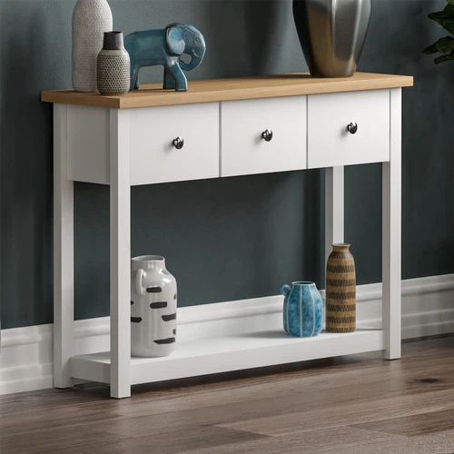 SALE Console Table 3 Drawer Hallway Shelf Storage Dresser Furniture White