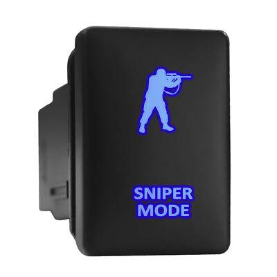SNIPER MODE Blue LED Backlit Switch Short Push Button 1.28''x 0.87'' (Fit: Toyota)