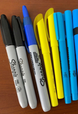 7 pcs Lot Highlighter Sharpie BIC Papermate Lot Blue Yellow Black