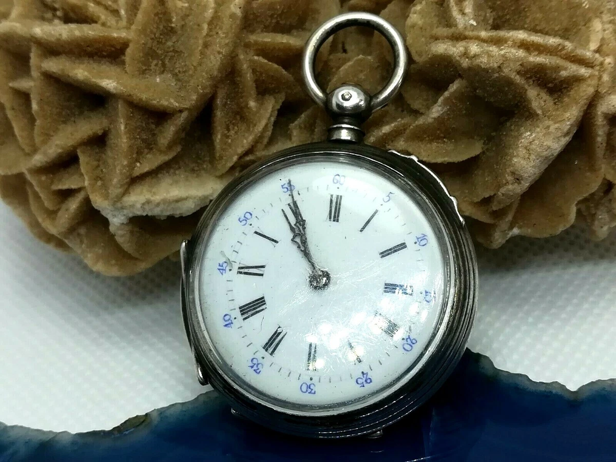 Silver Pocket Watch Vintage Cylinder Eight Rubis Made France Original Collectibl