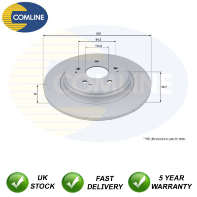 Brake Disc Rear Comline Fits Honda CR-V 2017- 1.5 2.0 #1 42510TNYE00