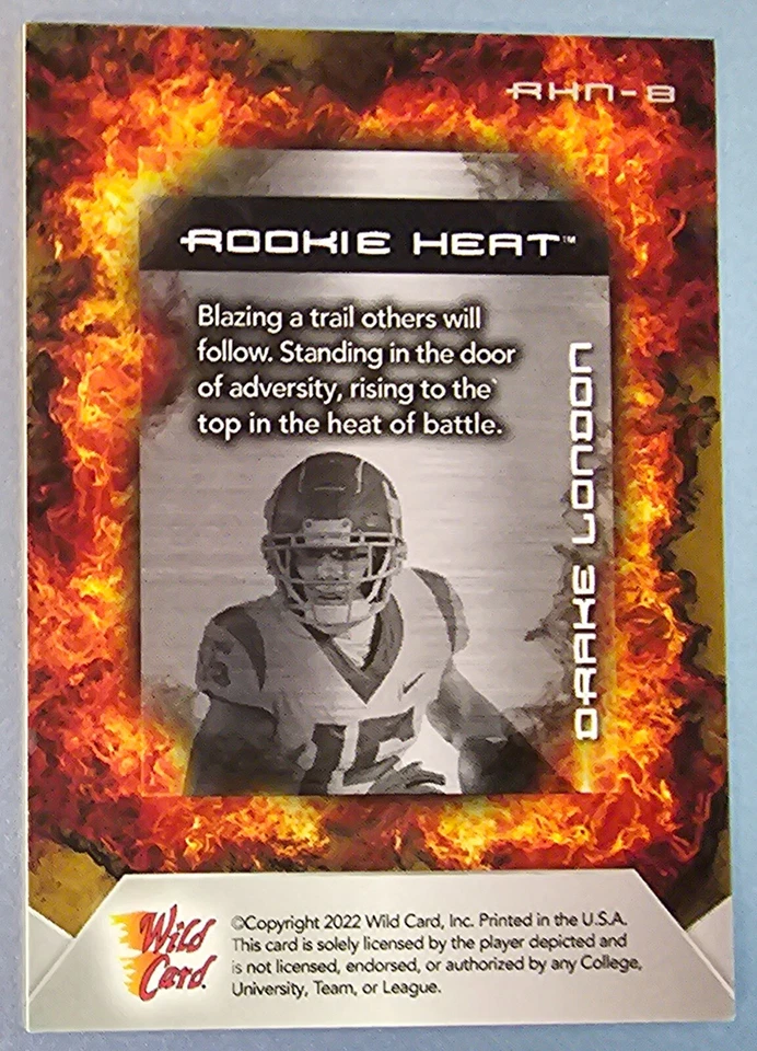 2022 Wild Card Matte National Gold Rising Heat #RHN-8 Drake London SP #d /25 USC - Image 2 of 2