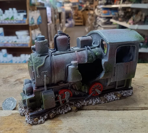 Train Wreck Aquarium Ornament Fish Tank Decoration Hideaway  inc. airstone