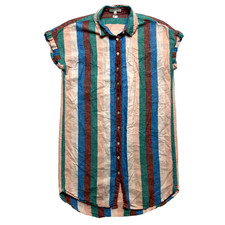 Madewell Tunic Shirt Womens Small Pink Blue Linen Blend Flagstaff Button Up