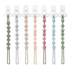 7 Pack Silicone Pacifier Clips, Pacifier Holder with One Piece Design for Bab...